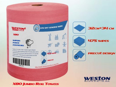 Weston rollo jumbo similar x80 red cellulose polypropylene wipes industrial wiper oem